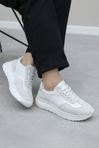 FAST STEP Hakiki Deri Beyaz Kadın Casual Ayakkabı 982ZA1050