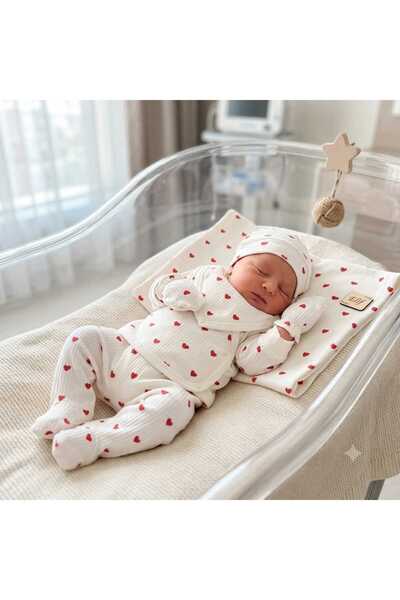 DEFNE LİNA BABY طقم خروج من المستشفى للفتيات حديثي الولادة مكون من 5 قطع مصنو...