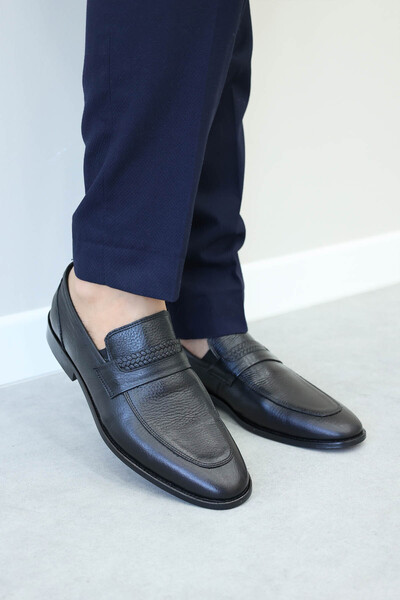 FAST STEP Genuine Leather Leather Black Men's Classic Shoes 932MA301