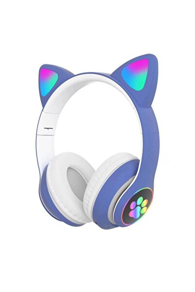 Choice1 blue Cute Cat Ear Bluetooth Compatible Headset with LED Wireless Head...