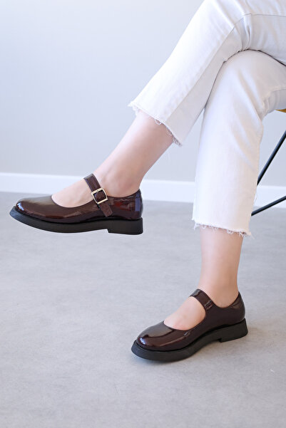 FAST STEP Genuine Leather Claret Red Patent Leather Women's Casual Shoes 210Z...