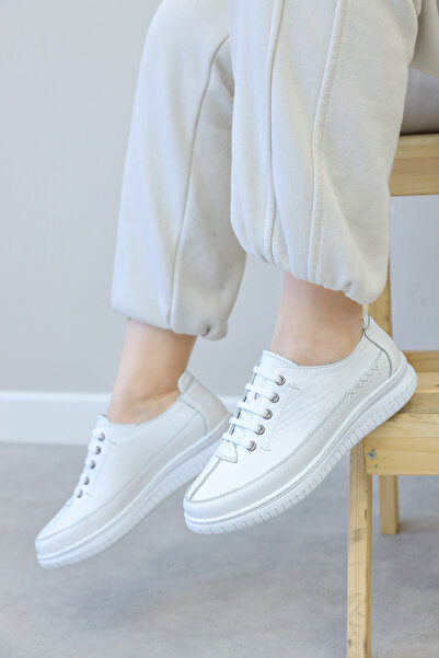 FAST STEP Pantofi casual de damă, albi, din piele naturală 583ZA402