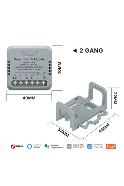 Choice6 مفتاح MOES Zigbee ثنائي القنوات، وحدة تحكم ذكية صغيرة من MOES تعمل بت...