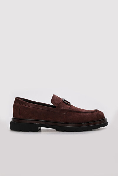 FAST STEP Genuine Leather Brown Suede Men's Thin Heel Shoes 943Ma215