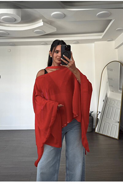 MareandCo Taş Detaylı Pelerin Fularlı Bluz