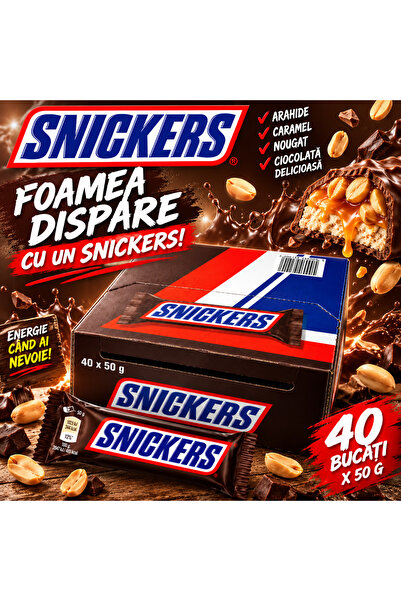 Snickers Baton Ciocolata cu Alune si Caramel SNICKERS, 40 de bucati x 50 gr