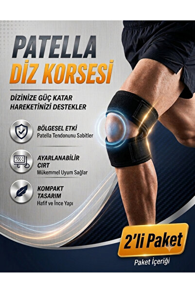 TURTİKA 2'li Profesyonel Bandajlı Ortopedik Dizlik - Patella & Menisküs Deste...