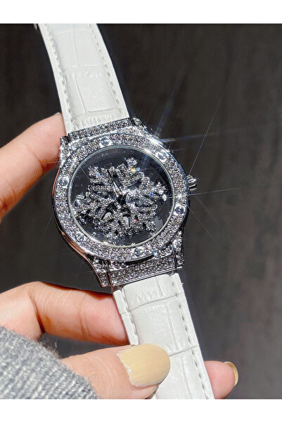 Choice1 ساعة نسائية أنيقة من ماركة WHITE LSVTR، قطعة واحدة، مرصعة بالأحجار ال...