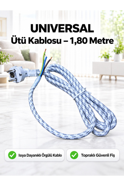 ÖZ BEYAZ EŞYA PHILIPS – Uyumlu Ütü Kablosu 1,80 Metre Topraklı Fişli