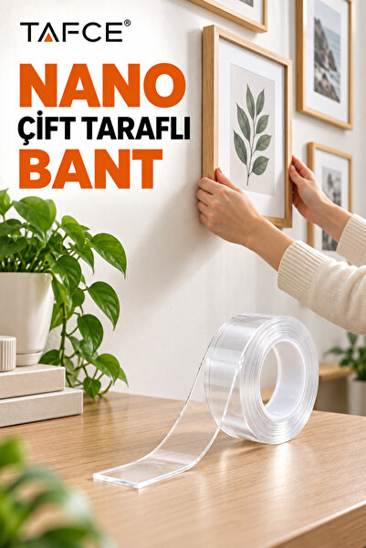tafce Ev Tablo Nano Çift Taraflı Bant 2 Metre X 3 Cm Askılık Tablo Asma Yapış...