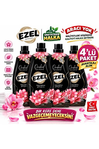 Premium Konsantre Çamaşır Yumuşatıcı 4 x 1.5 L Gold Series Orchid Magic Perfumes - 60 Yıkama
