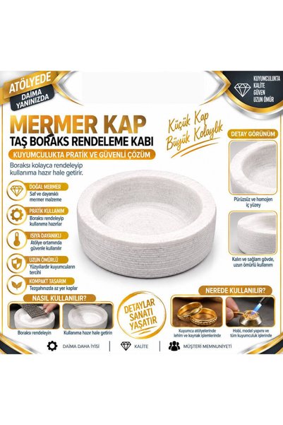 Torna Türk Mermer Kap - Taş Boraks Ezme Kabı