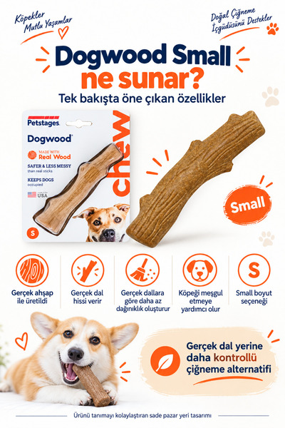 PetStages Dogwood Durable Stick Indestructible Bone Dog Toy Small