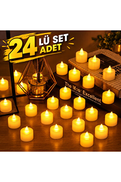KULVARAVM Led Mum 24 adet Dekoratif Mum Ledli Mum PİLLİ