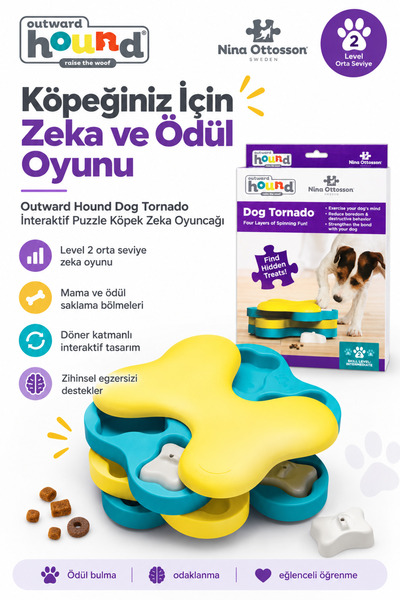 Genel Markalar Dog Tornado İnteractive Puzzle Köpek Zeka Oyuncağı ve Mama Kabı
