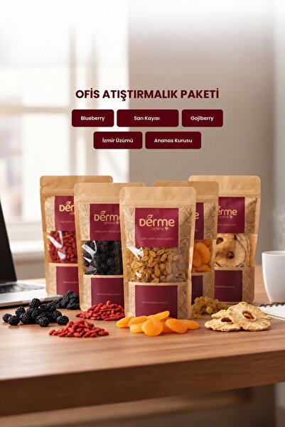Derme Ofis Atıştırmalık Paketi ( Blueberry, Gojiberry, Şekersiz Ananas Kurusu...