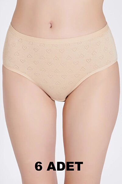 Belinay 0141 6-Pack Women's Skin Color Heart High Waist Panties