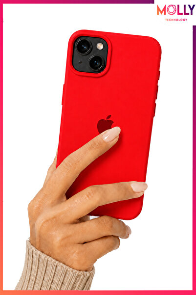 Molly iPhone 15 İçin Kırmızı Lansman İçi Kadife Mat Silikon Kılıf