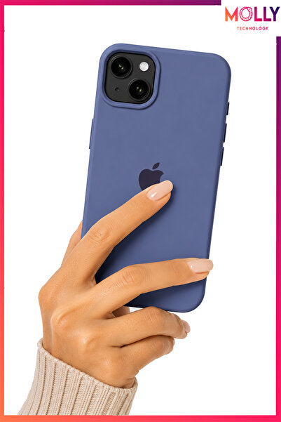 Molly iPhone 15 İçin Kot Mavisi Lansman İçi Kadife Mat Silikon Kılıf