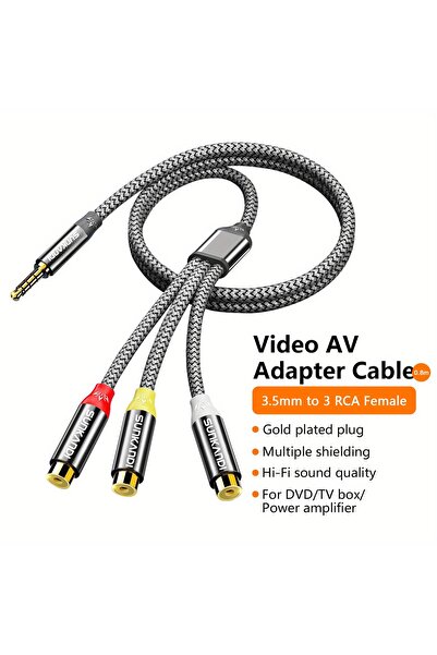 Choice 0.28m gray SUNKANDI 3.5 MM to 3 RCA Adapter Audio Video Cable for AV, ...