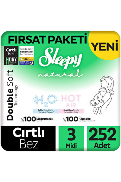 Sleepy Natural Double Soft Fırsat Paketi Bebek Bezi 3 Numara Midi 252 Adet