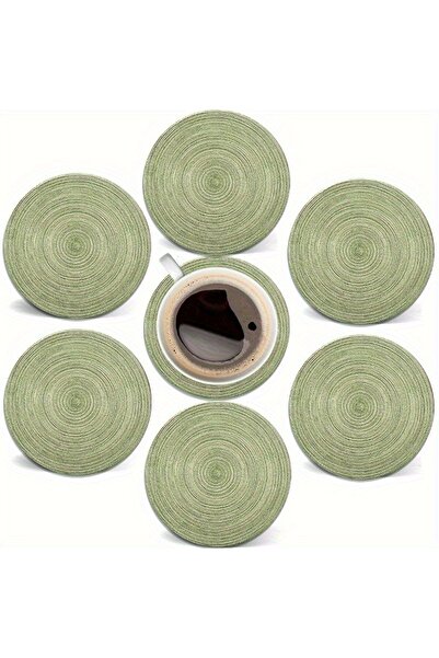 Choice 1 6pcs 4in Round Retro Green Growth Ring Refreshing Wooden Coasters Ho...