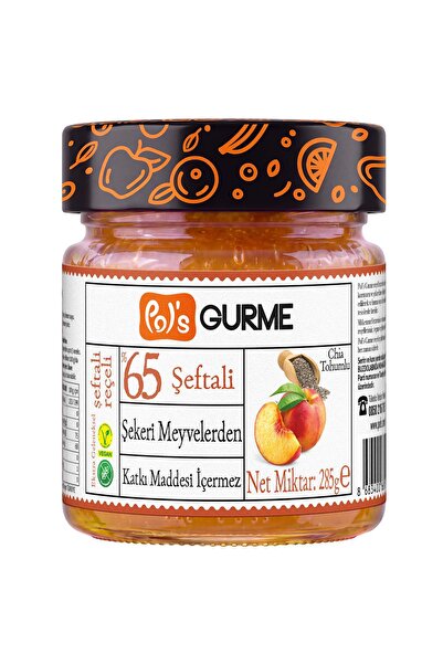 Pol's Gurme Pol'sGurme Şeftali Reçeli, Şeker İlavesiz, Chia Tohumu 285 g
