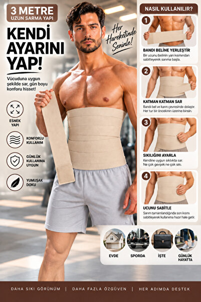 Sh Mağazacılık 3 Meter Adjustable Wrap Waist Corset with Flexible Structure, ...