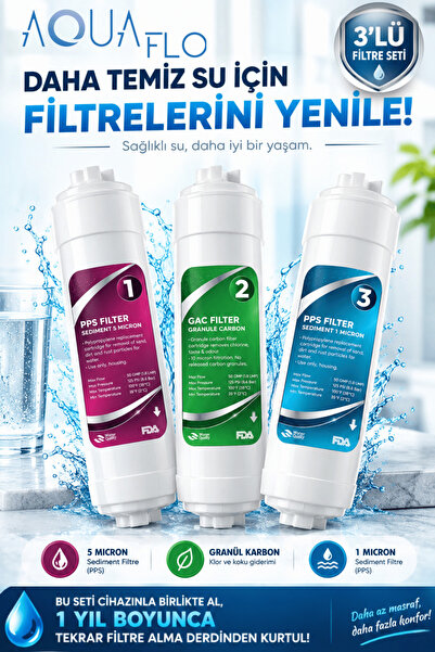 AQUAFLO Tüm Marka Kapalı Kasa Su Arıtma Cihazı 3lü Su Arıtma Ön Filtresi