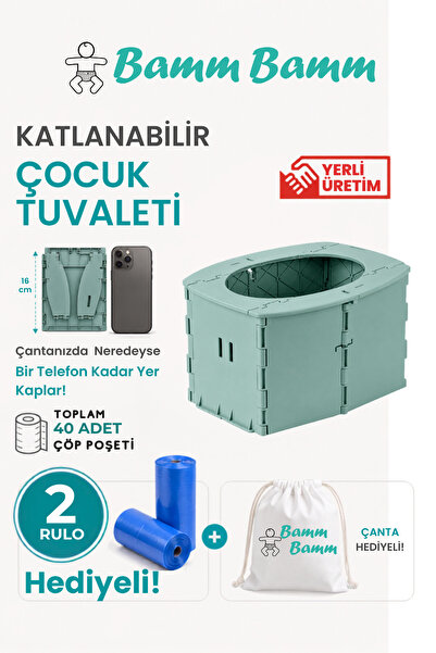 BAMM BAMM Katlanabilir Çocuk Tuvaleti, Portatif Lazımlık Taşıma Çantalı 50kg ...