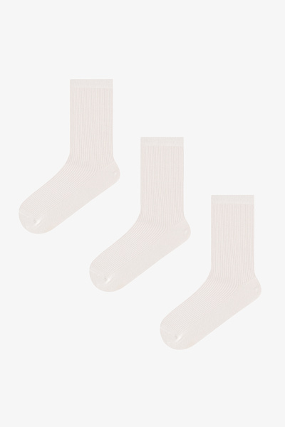 Penti Weiße Basic-Socken aus gerippter Baumwolle, 3 Paar