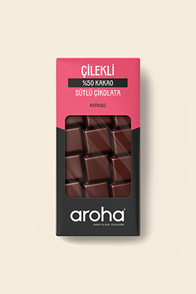 AROHA % 50 Kakao Çilekli Sütlü Çikolata 85 G