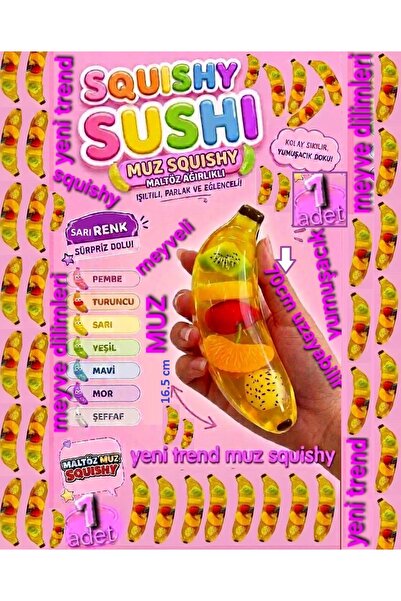OYUNCAKSAHİLİ Squishy Muz Sukuşi Maltöz Ağır Banana İçi Meyveli Yavaş Yükseli...