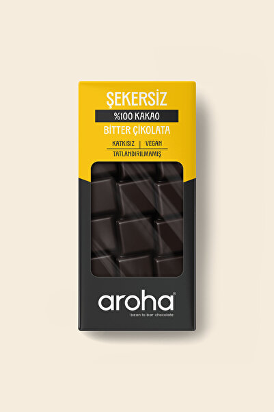 AROHA %100 Kakao Şekersiz Bitter Çikolata 80 G