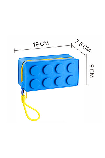 Choice Blue Creative Building Block Shaped Handbag Pen Storage Bag with Rope ...
