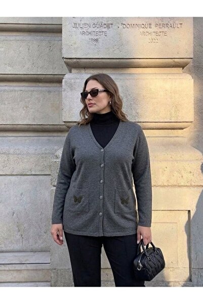 onno style women سترة كلاسيكية منسوجة من الفولاذ المرصع بالحجر على شكل فراشة