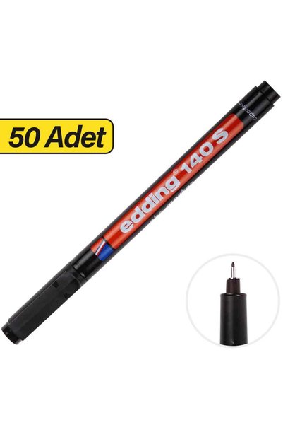 Edding 140S Permanent Asetat Kalemi S Uç 50 Adet - Siyah (5 Kutu)