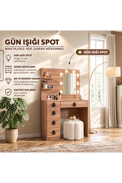 HERMOBİ KUMSAL GÜN IŞIĞI MAKYAJ MASASI