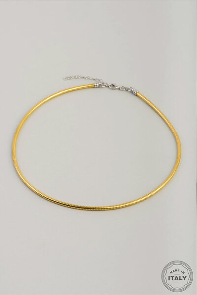 So CHIC... İtalyan 18 Ayar Sarı Altın Kaplama 47 Cm Gümüş Choker Gerdanlık