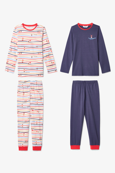 Penti Set de pijamale din bumbac cu mâneci lungi pentru băieți, cu dungi, 2 p...
