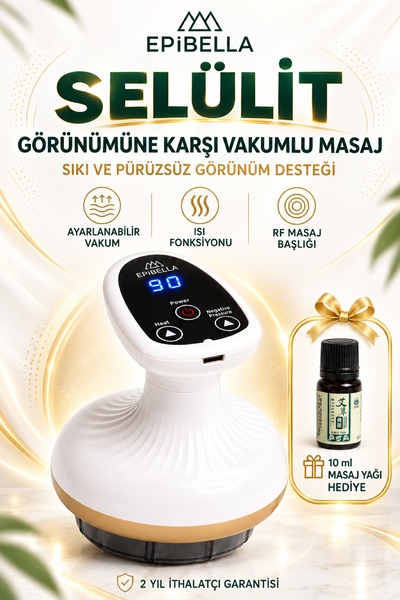 Epibella Liposhape Vakumlu Selülit Masaj Cihazı Isıtmalı Negatif Basınçlı Pro...