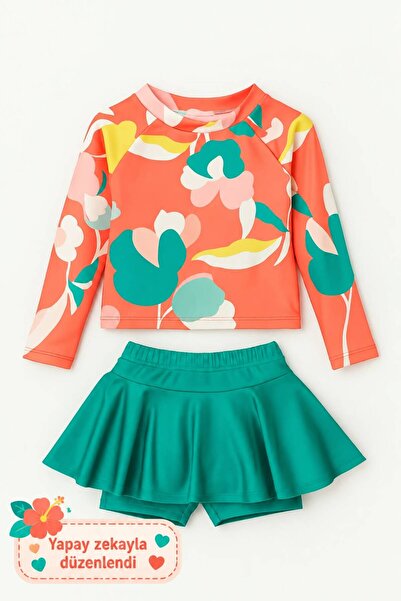 My Kids Wear Girl's Swimsuit with Skirt Detail