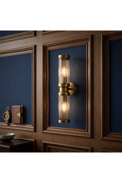 Tel Lighting Yıldız Ikili Boru Aplik, Eskitme Bronz