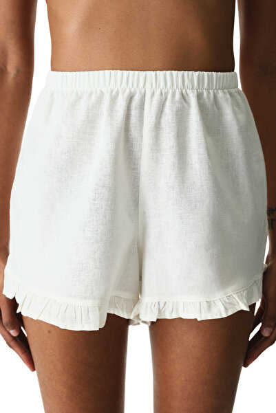 Penti Beyaz Eva Fırfırlı Şort