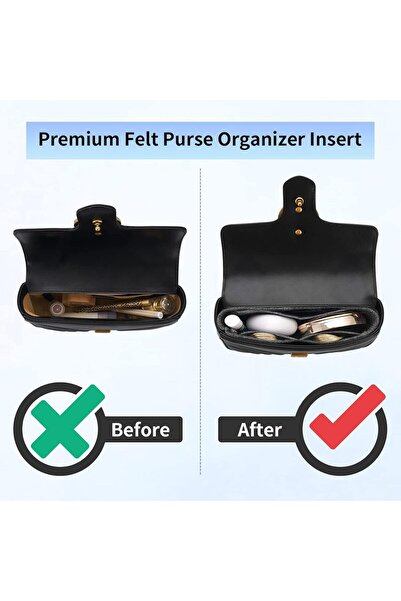 Yelajoy Felt Insert Purse Organizer for Shoulder Bag – Small Grey Handbag Lin...