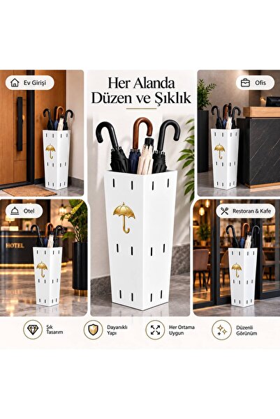 ÖZHEMMEKLER Metal Şemsiyelik Ve Dekoratif Şemsiye Standı | 50 cm | Ev,ofis,otel,restoran için