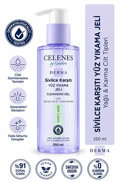 Celenes جل غسول الوجه المضاد للبكتيريا، 250 مل