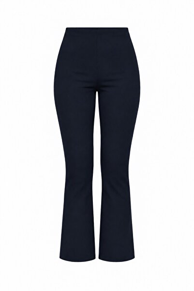 elif teke Steel Leggings Trousers with Elastic Waist and Side Zipper, Navy Blue