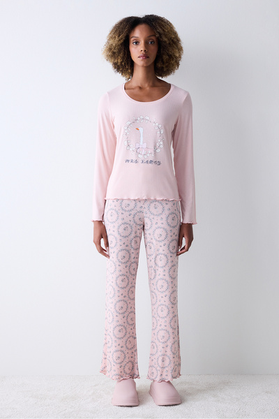 Penti Dream Rosy Gül Kurusu Pembe Tişört Pijama Üstü