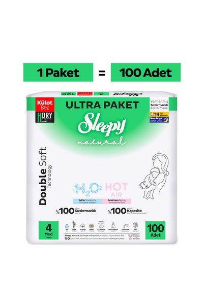 Sleepy Natural Double Soft Ultra Package Panty Diapers Size 4 Maxi 100 Pieces